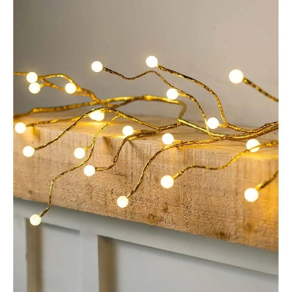 Plow & Hearth Other - Plow & Hearth Indoor/Outdoor Gold Metallic Garland Holiday Dual-Function Lights